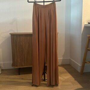 JLUXLABEL Tan After Sunset Pleated Wide Leg Pants